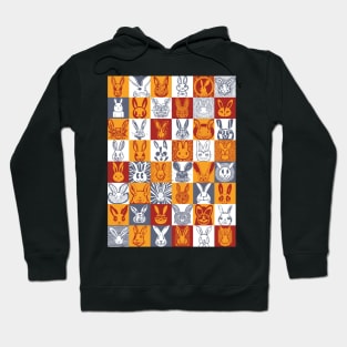 Hawaiian Tribal and other styles Bunny Rabbit Face Check Checker Pattern Hoodie